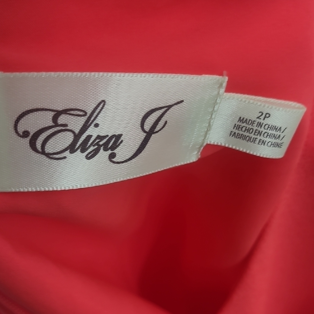 Eliza J. Deep Coral/Pink Ruffle Dress Size 2P - Picture 8 of 9